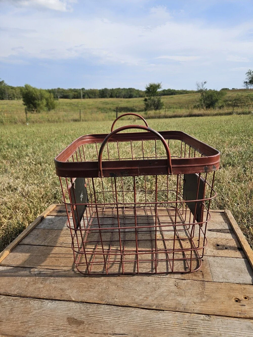 Vintage Style Wire Basket with Chalkboard Label Rustic Farmhouse Pantry Storage